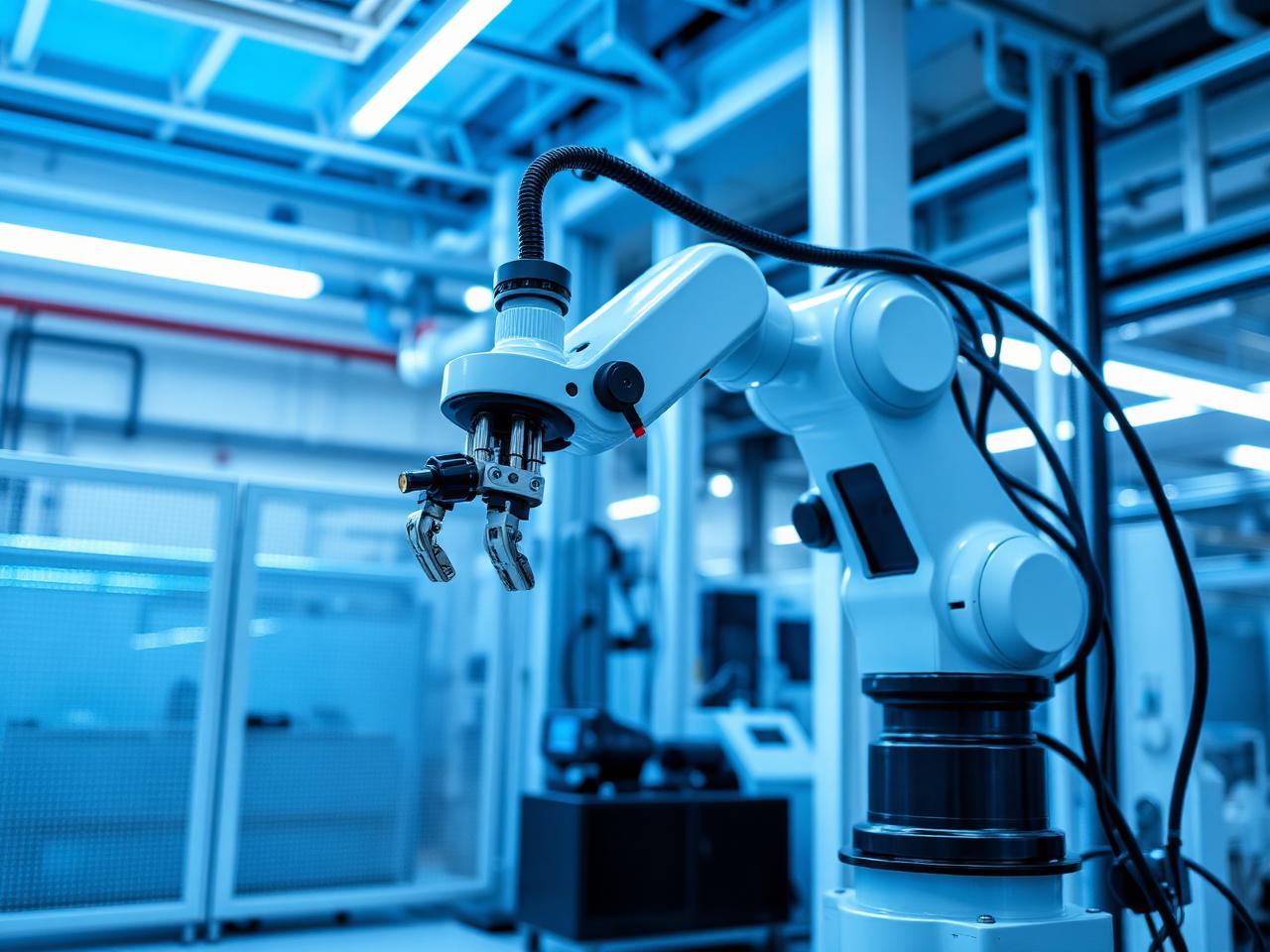 Linha de automação industrial com CLP e sensores conectados